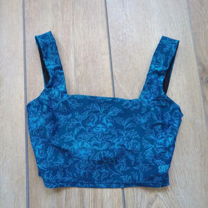 Albion Olivia Swim Crop Top Blue Floral Size XXS